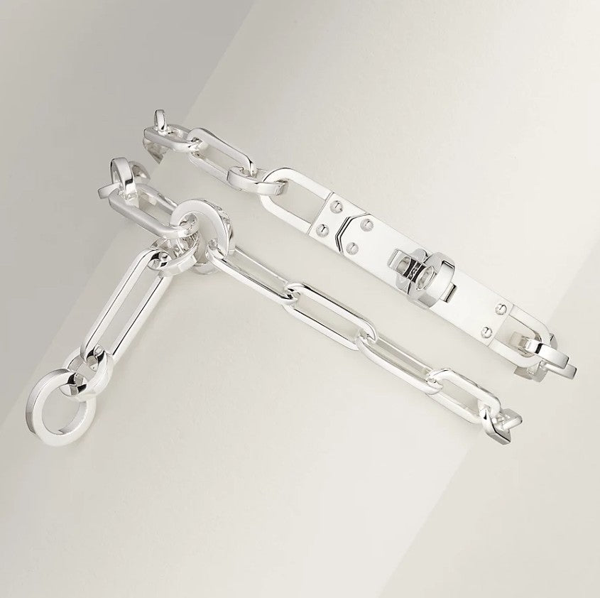 NEW Hermès Kelly Chaine Double Bracelet/Choker in Sterling Silver – Size 17