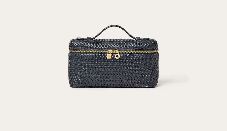 BNIB Loro Piana Extra Pocket L19 Quilted Leather in Blue Navy/Sun Gold