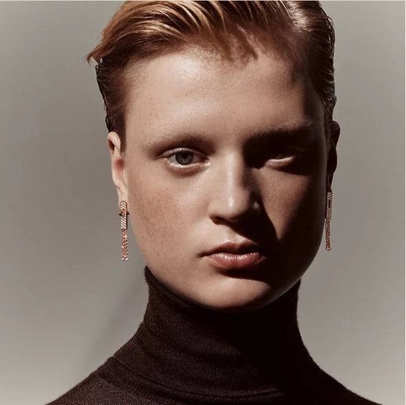 BNIB Hermes Kelly Gavroche Earrings Rose Gold With Diamonds