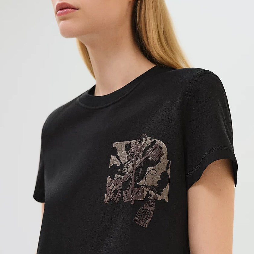 NEW Hermes T-shirt SS25 Cartouche Noir Size 36 Over $600 Retail
