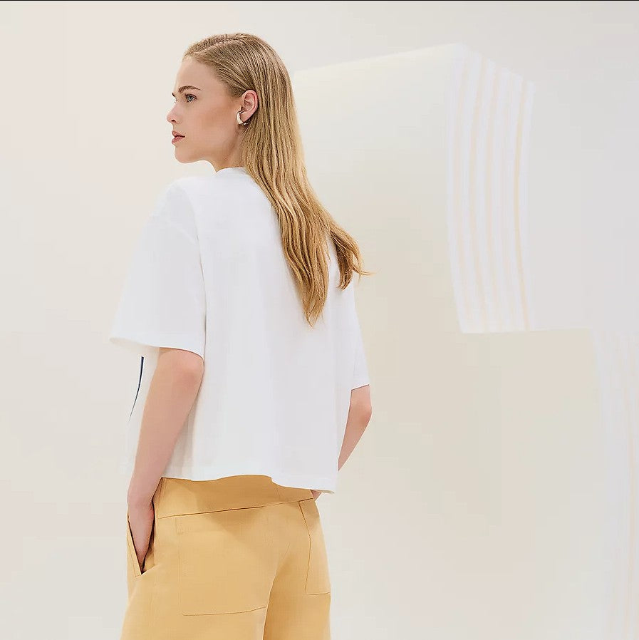 NEW Hermès "Coaching Remix" Boxy-fit T-shirt Blanc/white - Size 36 Over $900