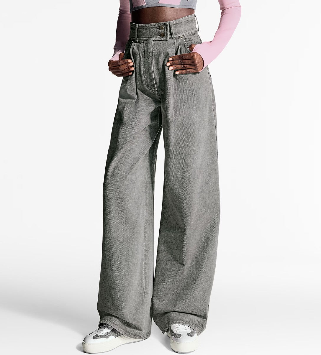 Brand New Louis Vuitton Nautical Denim Pleat Pants Gris Size 38