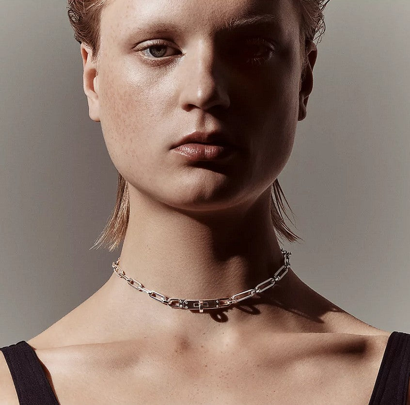 NEW Hermès Kelly Chaine Double Bracelet/Choker in Sterling Silver – Size 17