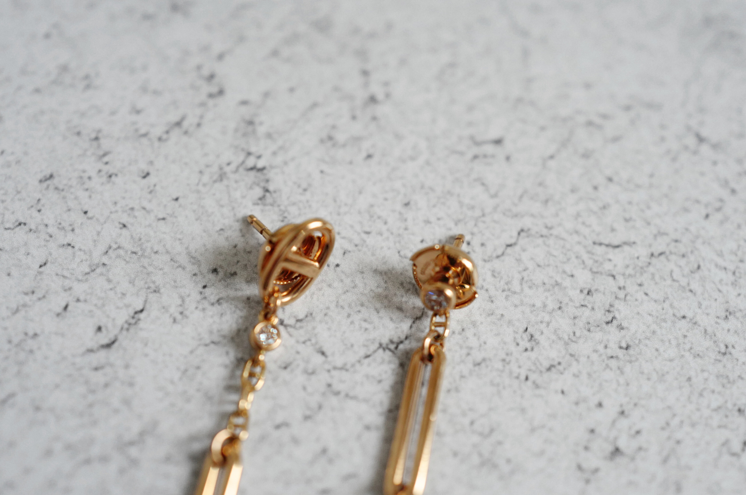 Hermès Chaîne d’Ancre Chaos Earrings Rose Gold with Diamonds