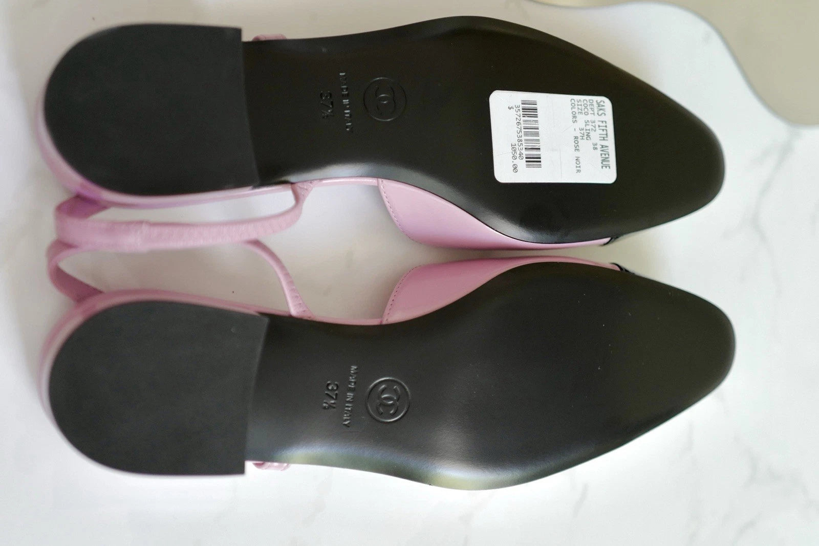 New Chanel 24S Slingback Shiny Lambskin Leather Light Purple/black Size 37.5