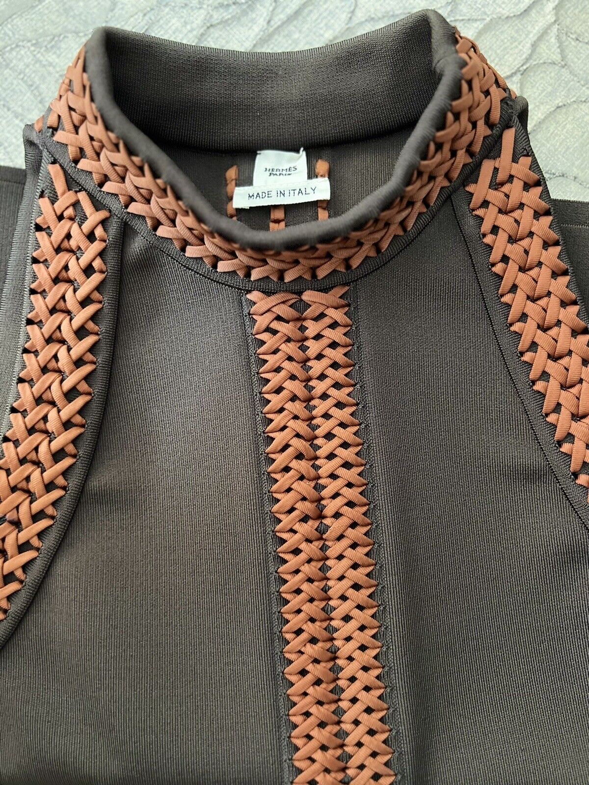 NEW Hermes Pull SS Manches Ennobli U5 Halter Top Maron Ebene Runway SS23 36 $3K
