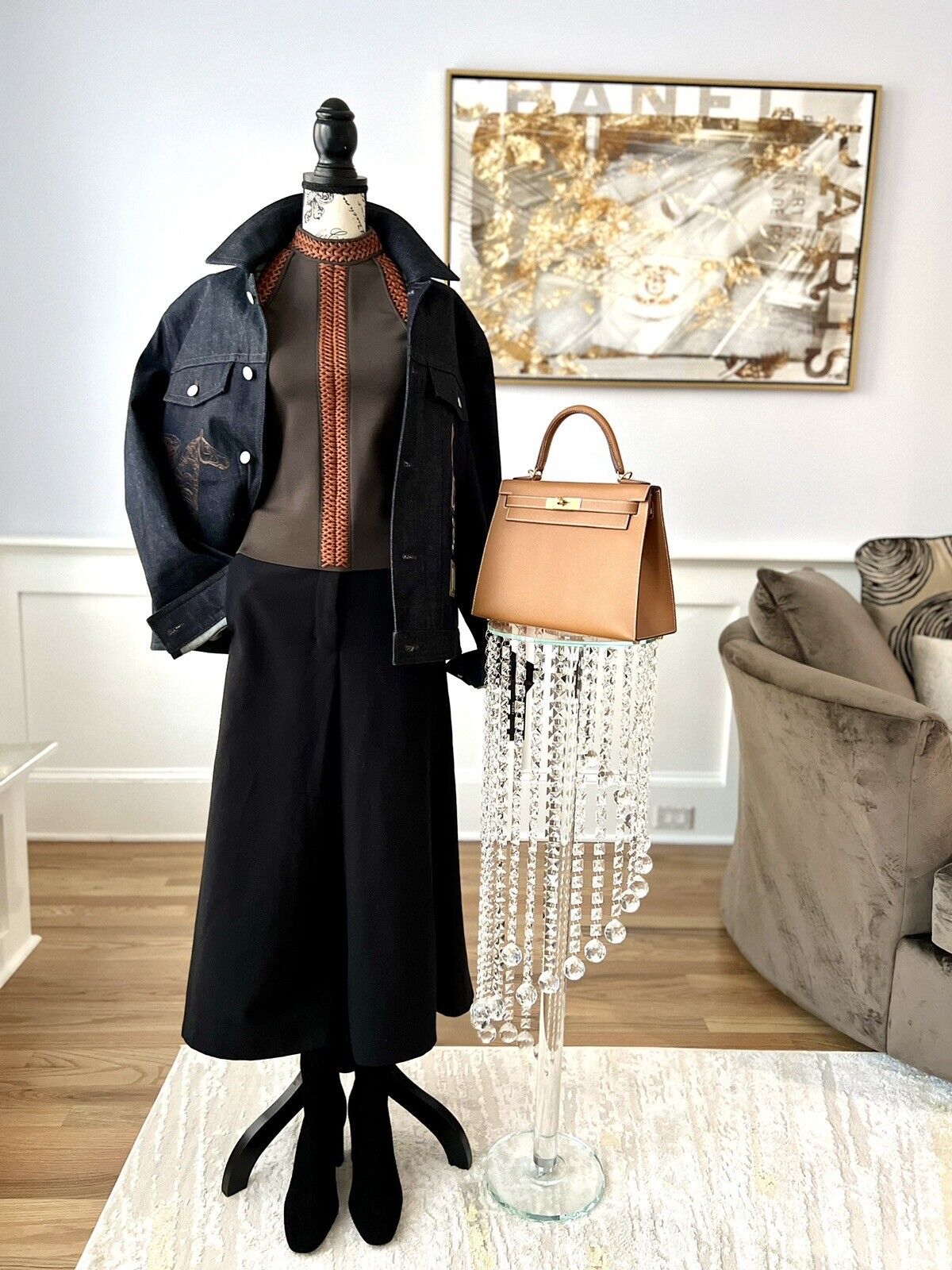 NEW Hermes Pull SS Manches Ennobli U5 Halter Top Maron Ebene Runway SS23 36 $3K