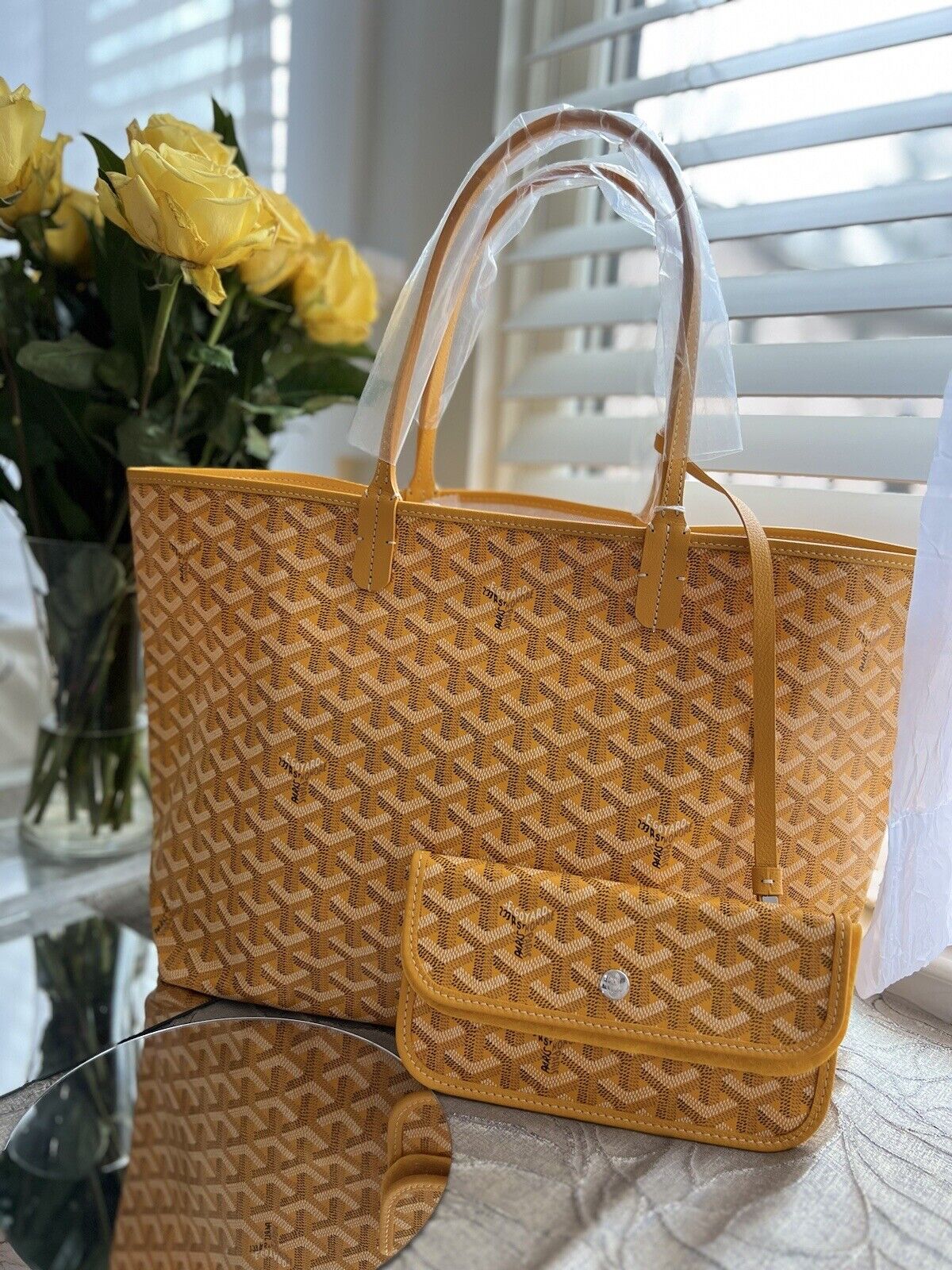 GOYARD St Louis PM Tote Bag in Yellow Goyardine