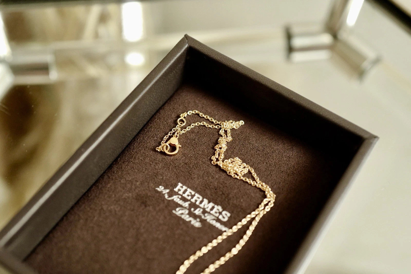 BNIB Hermes Finesse Pendant Necklace 18K Rose Gold and Diamonds NEW