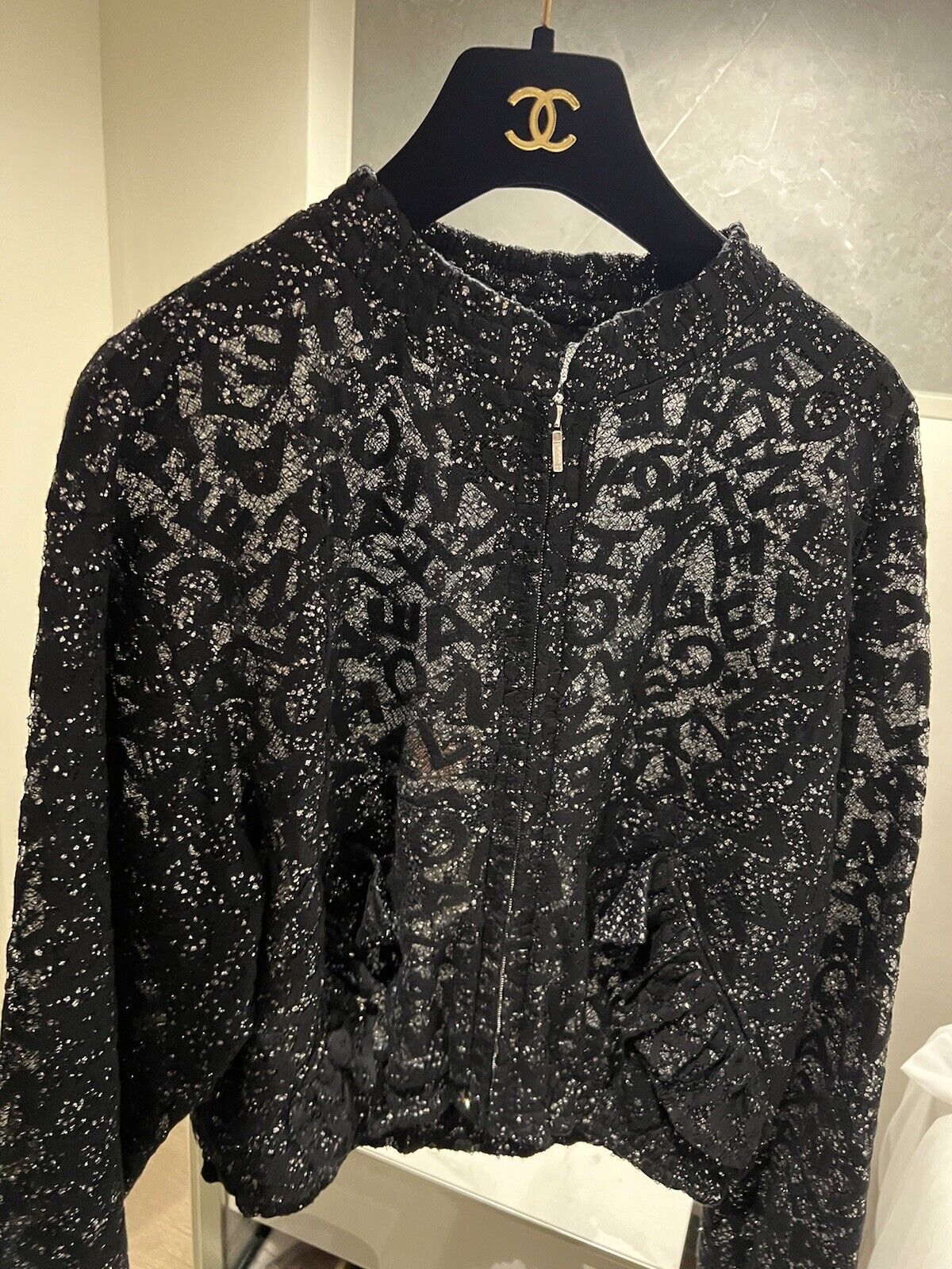 BNIB Chanel 21B Haute Couture Collection Starry Night Bomber Jacket Size 34 Rare