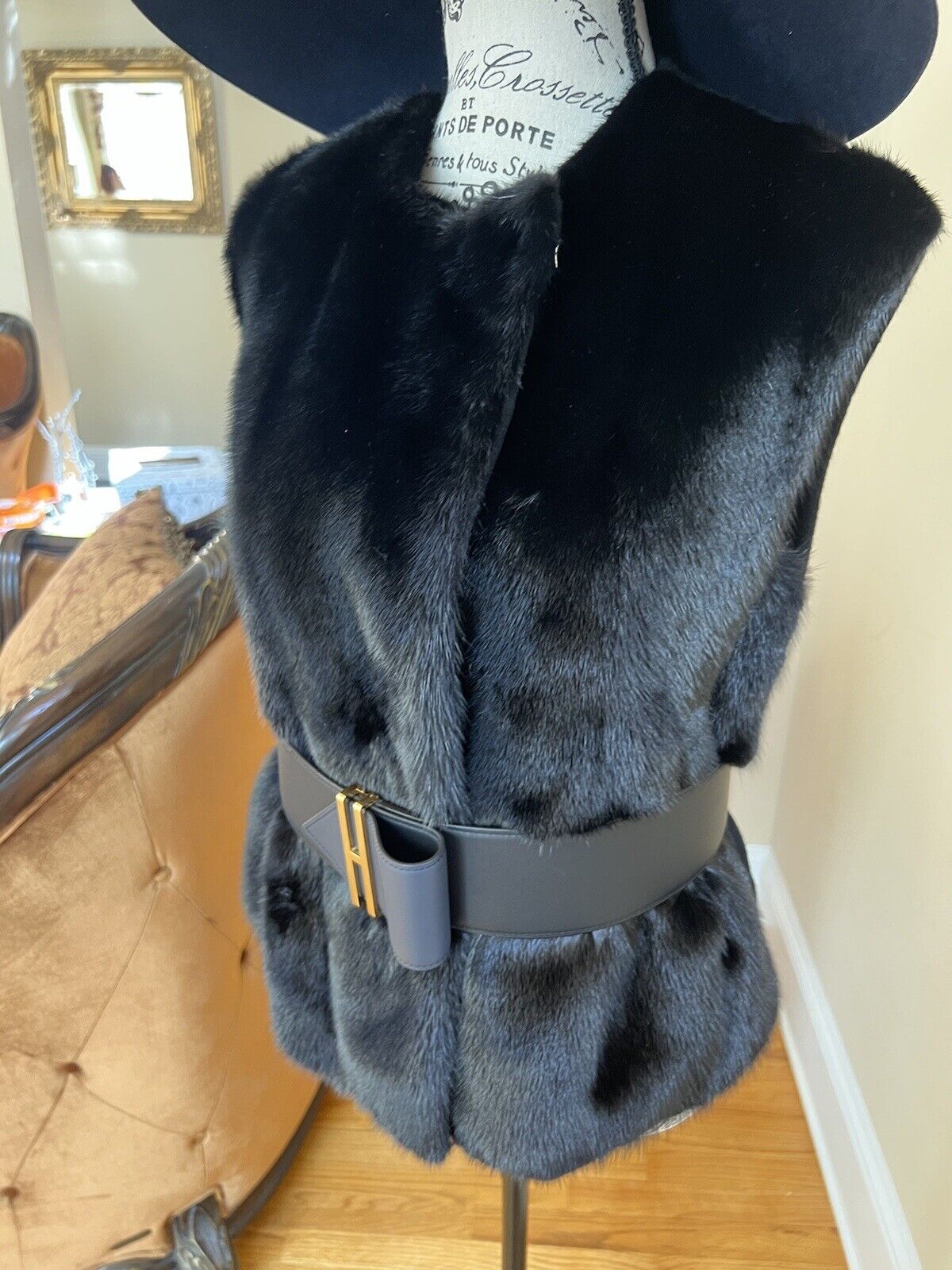 NEW Hermes Dyed Mink Fur Vest In Black Size 38 Over $12K Retail