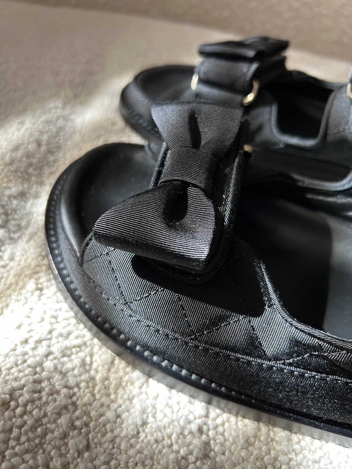 BNIB Chanel Dad Sandal CC Crystals In Black With Bows Size 38 - Limited