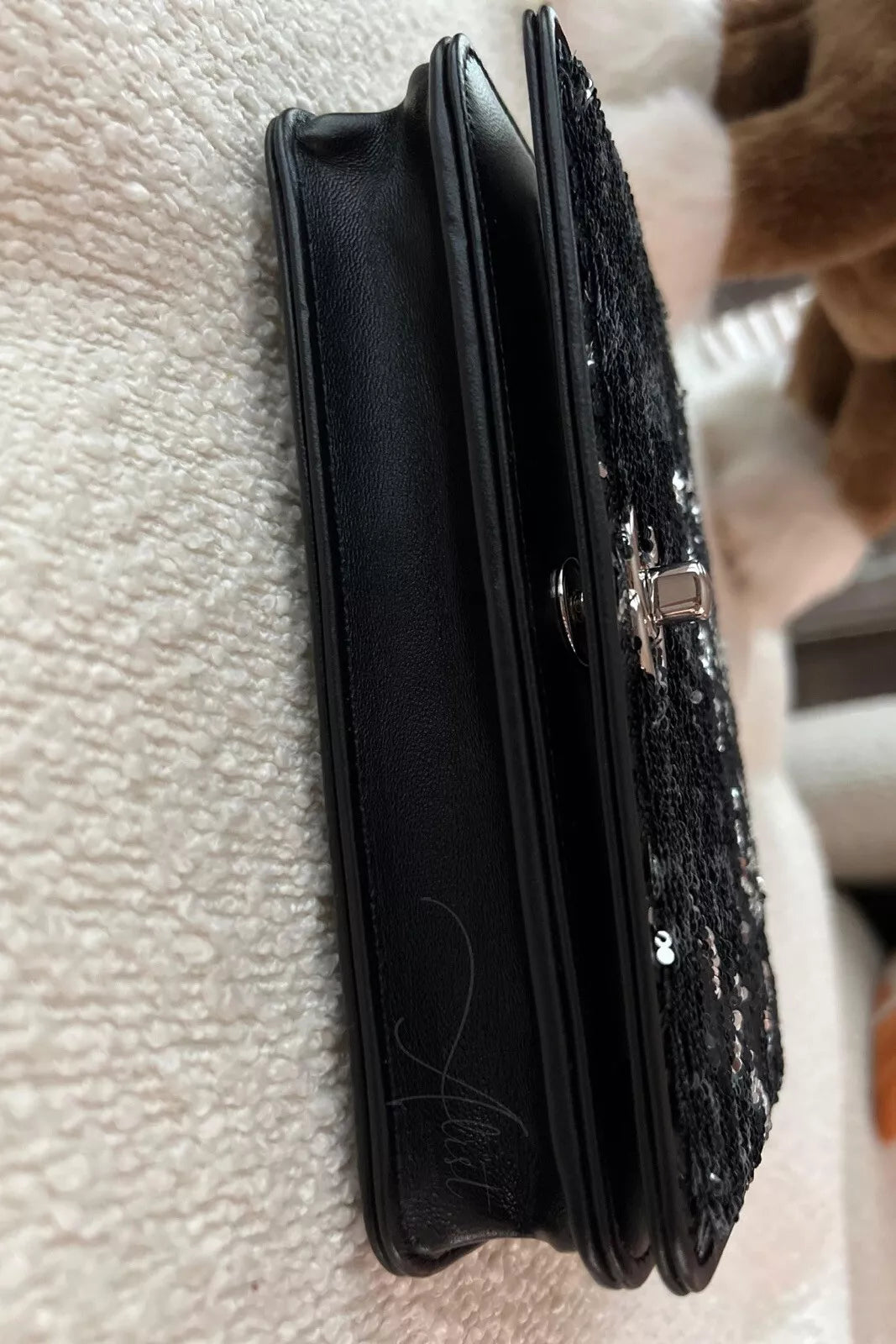 New 23K Chanel Classic Reversible Sequin CC Wallet On Chain Handbag Rare Limited