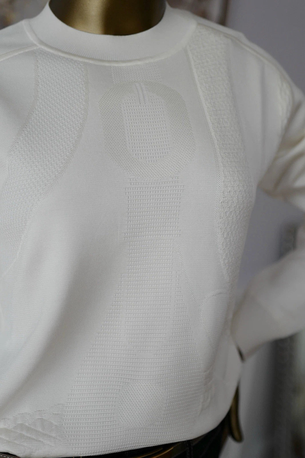 NEW Hermès "Coaching" Long-Sleeve Sweater in Blanc Casse - Size 38