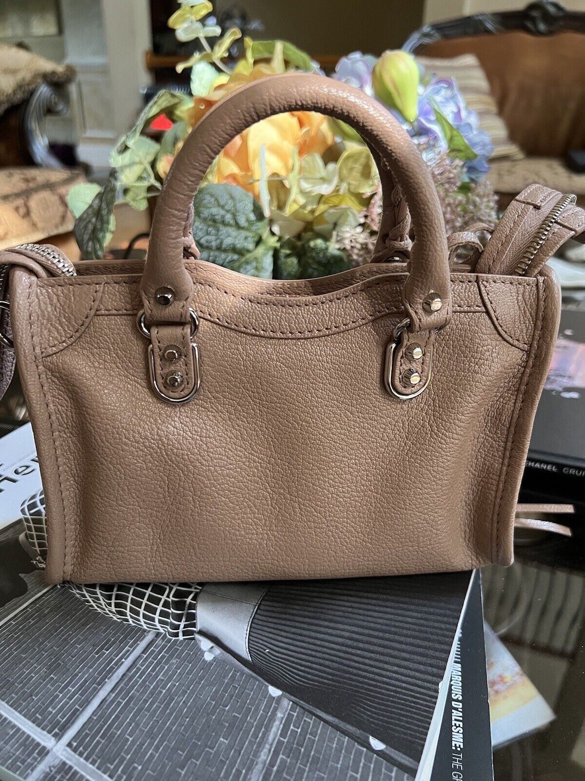 Balenciaga Nano City In Rose Sable Beige Nude Color With Metalic Edge