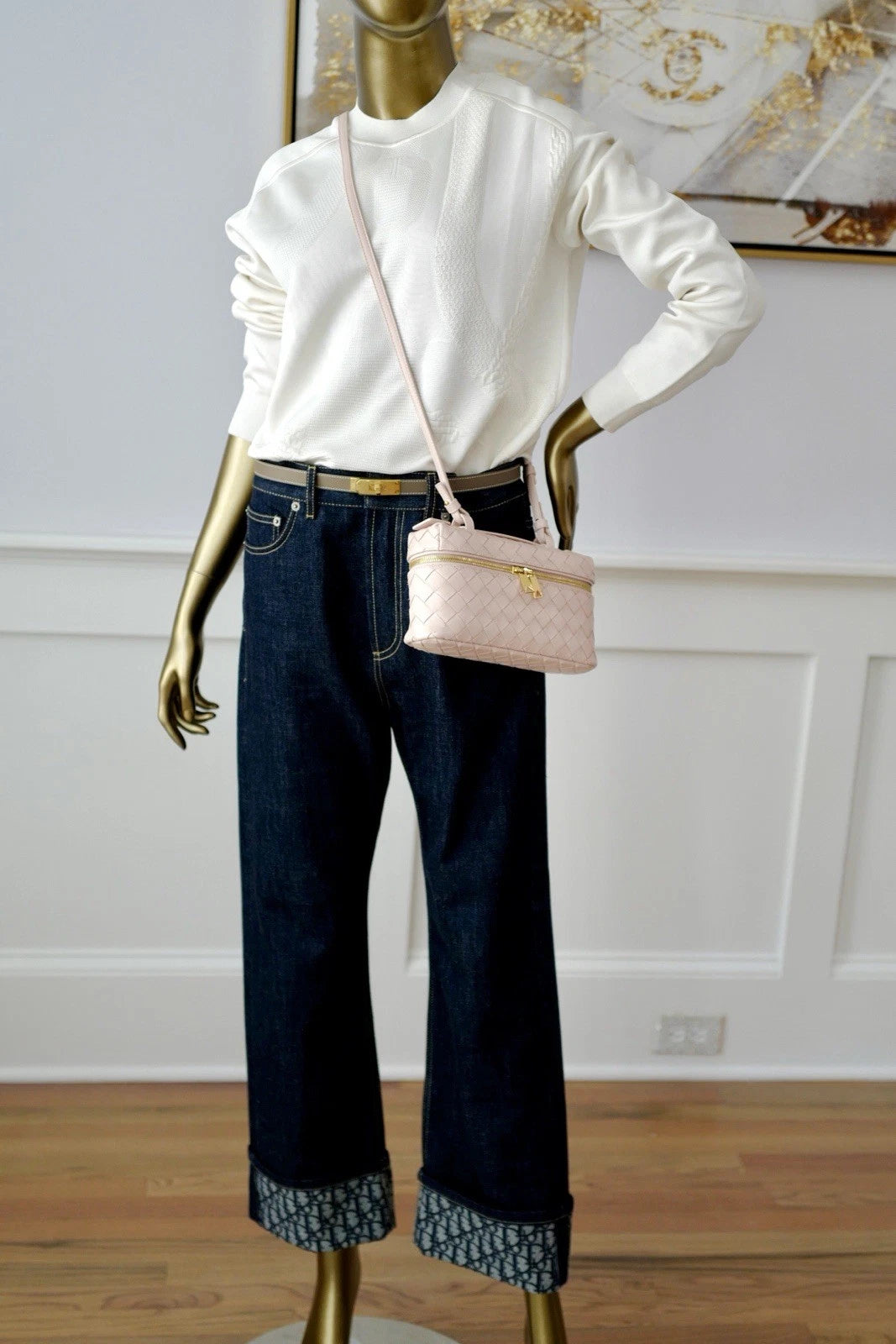 NEW Hermès "Coaching" Long-Sleeve Sweater in Blanc Casse - Size 38