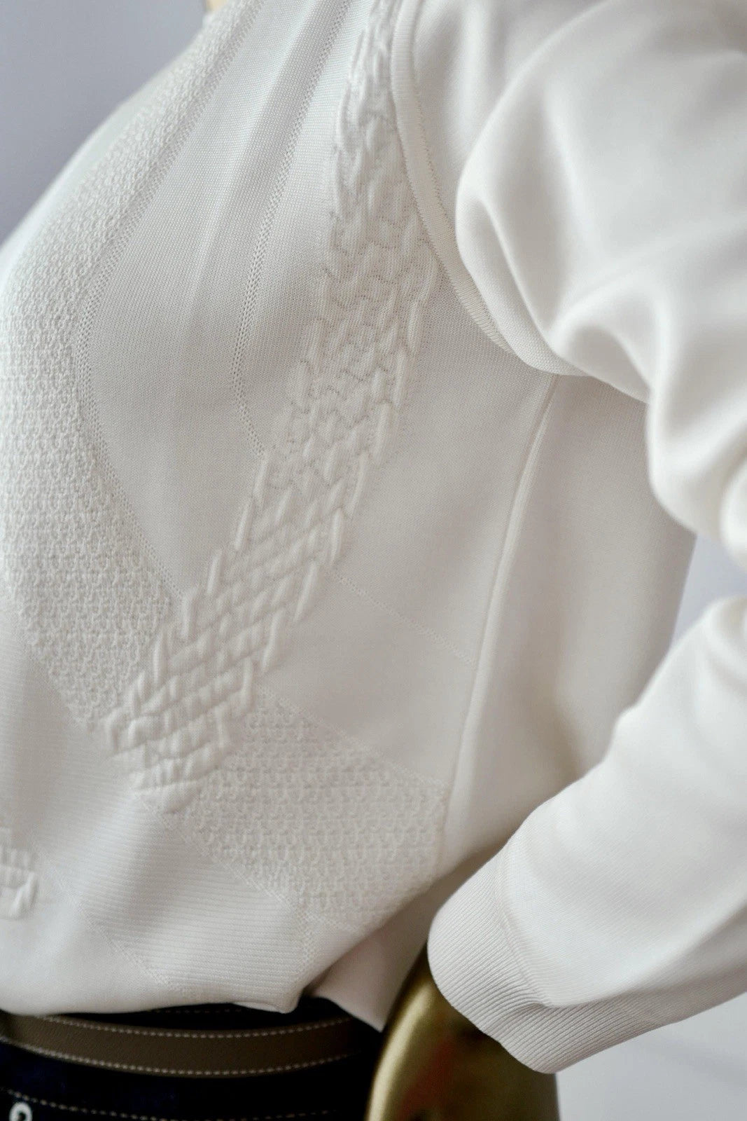 NEW Hermès "Coaching" Long-Sleeve Sweater in Blanc Casse - Size 38