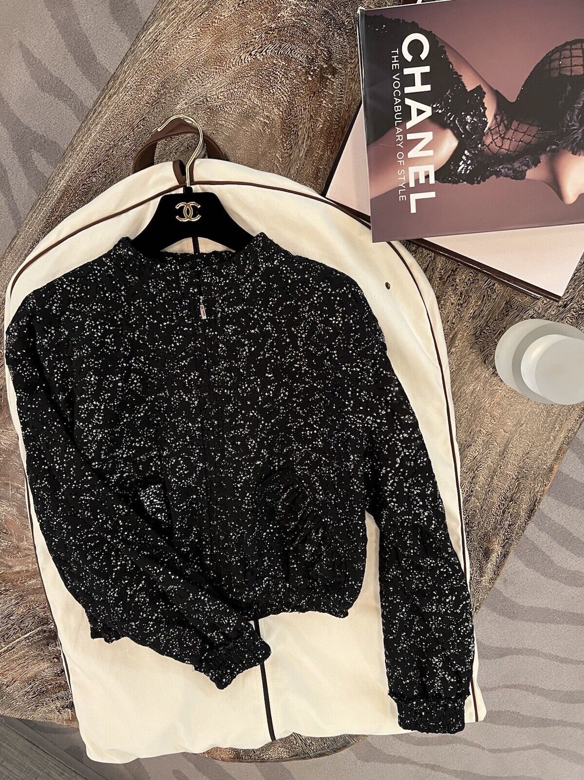 BNIB Chanel 21B Haute Couture Collection Starry Night Bomber Jacket Size 34 Rare