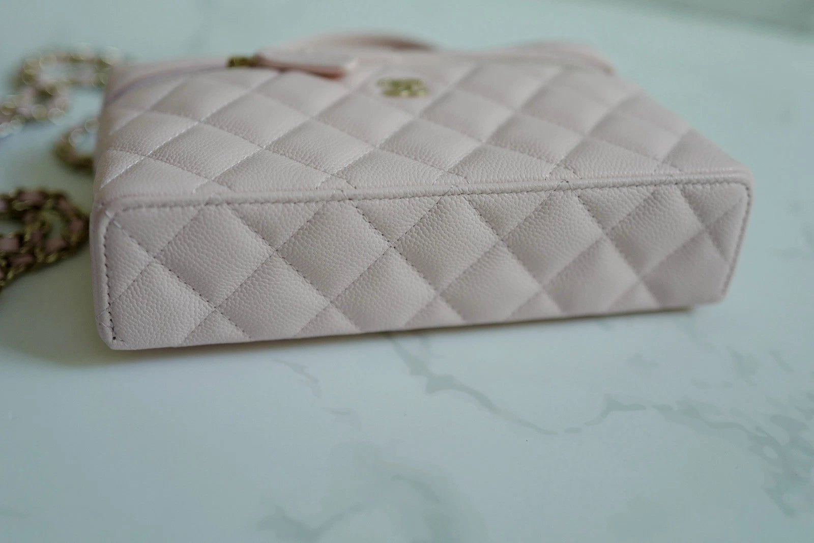 BNIB Chanel 25C Vanity Bag with Chain In Pink Grained Calfskin Leather
