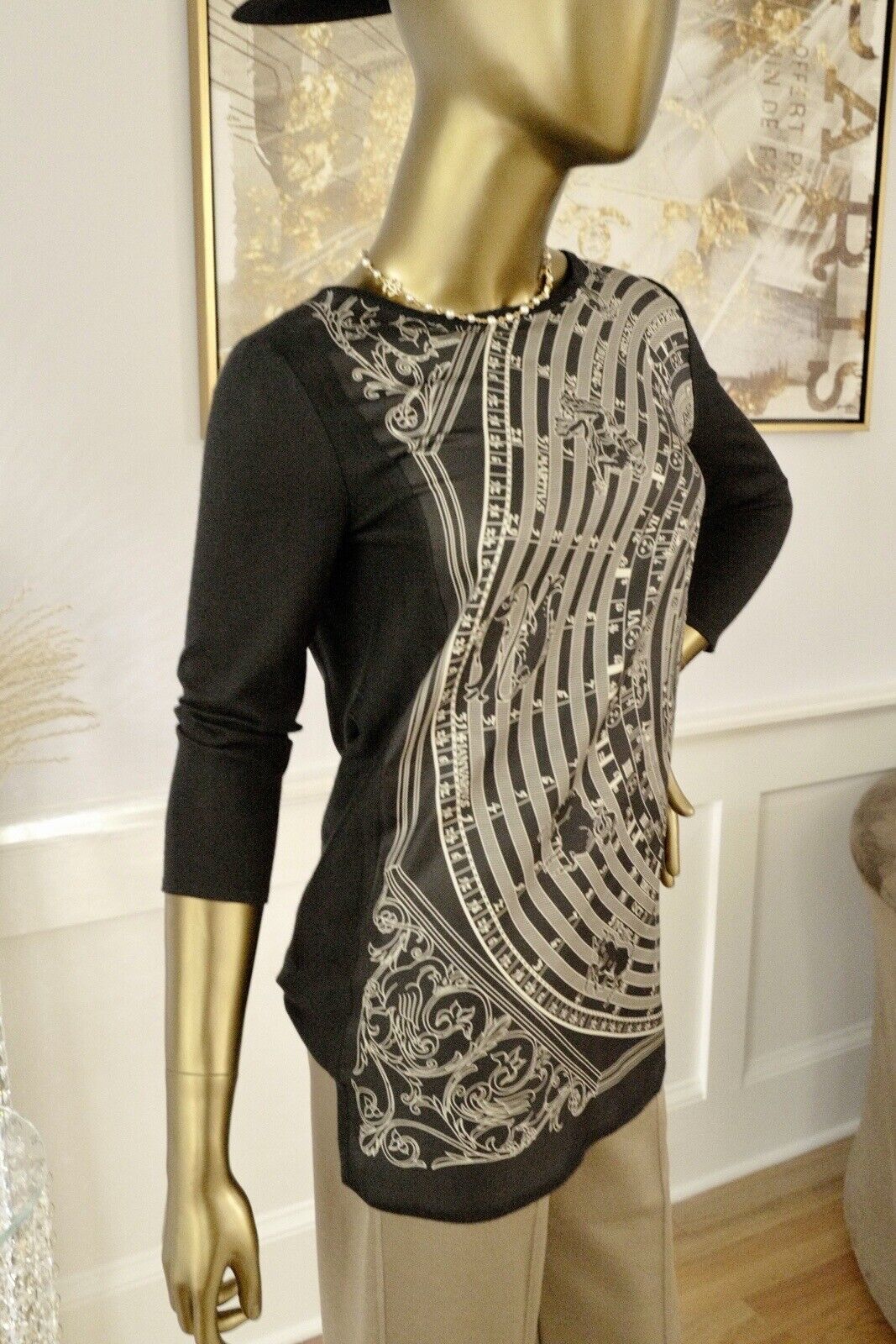 NEW Hermes Dress Shirt Astrologie In Noir (black) Size 34