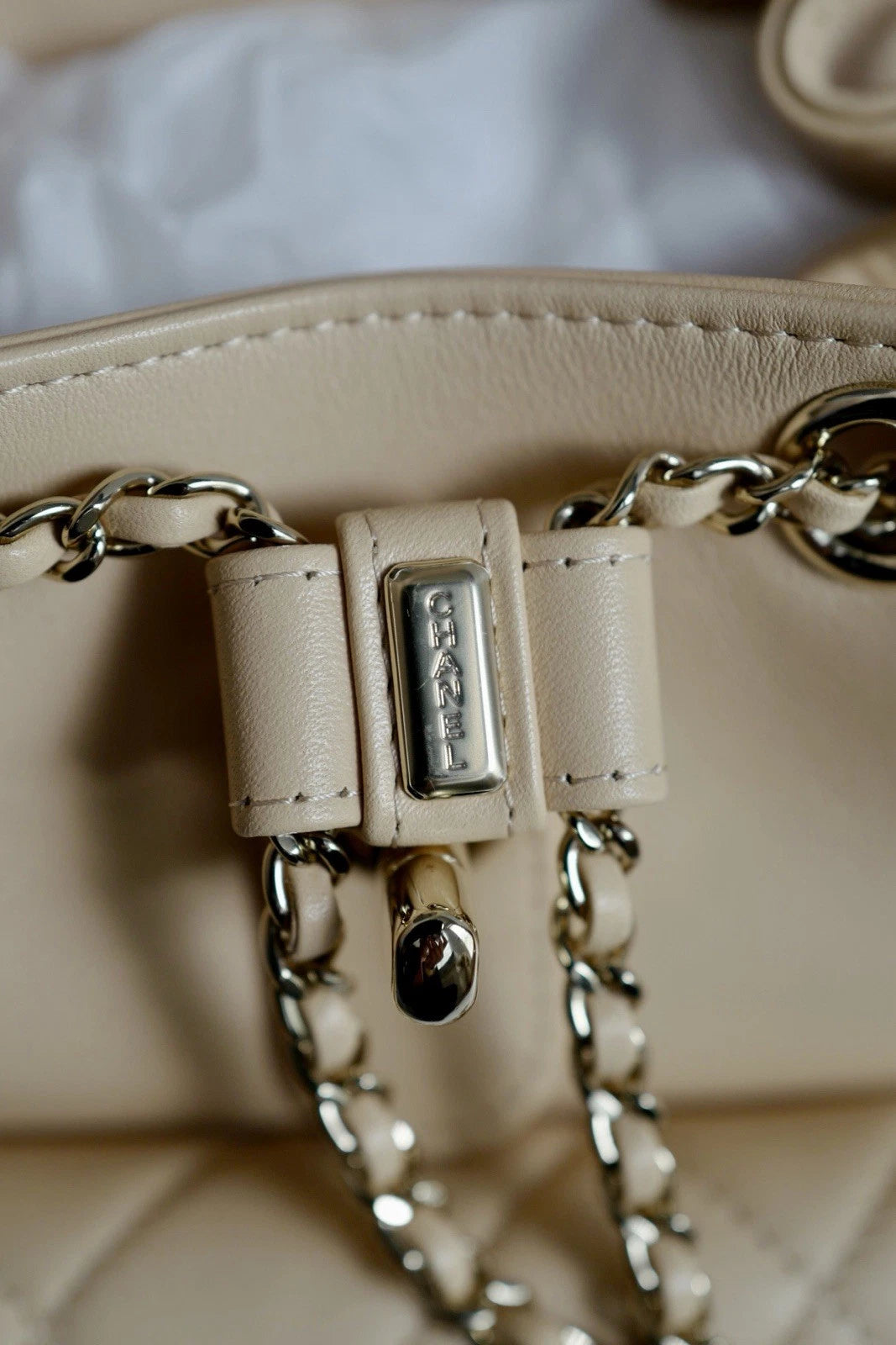 BNIB Chanel Duma Quilted Leather Backpack In Beige With Gold HW