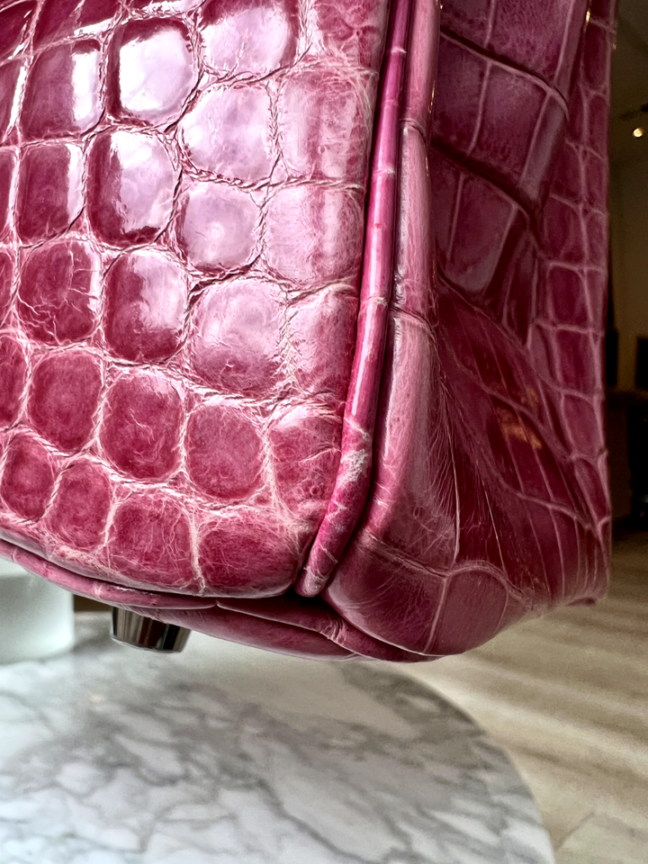 Hermes Birkin 30 Rose Pink Tyrien Shiny Niloticus P Stamp 2012 PHW Complete