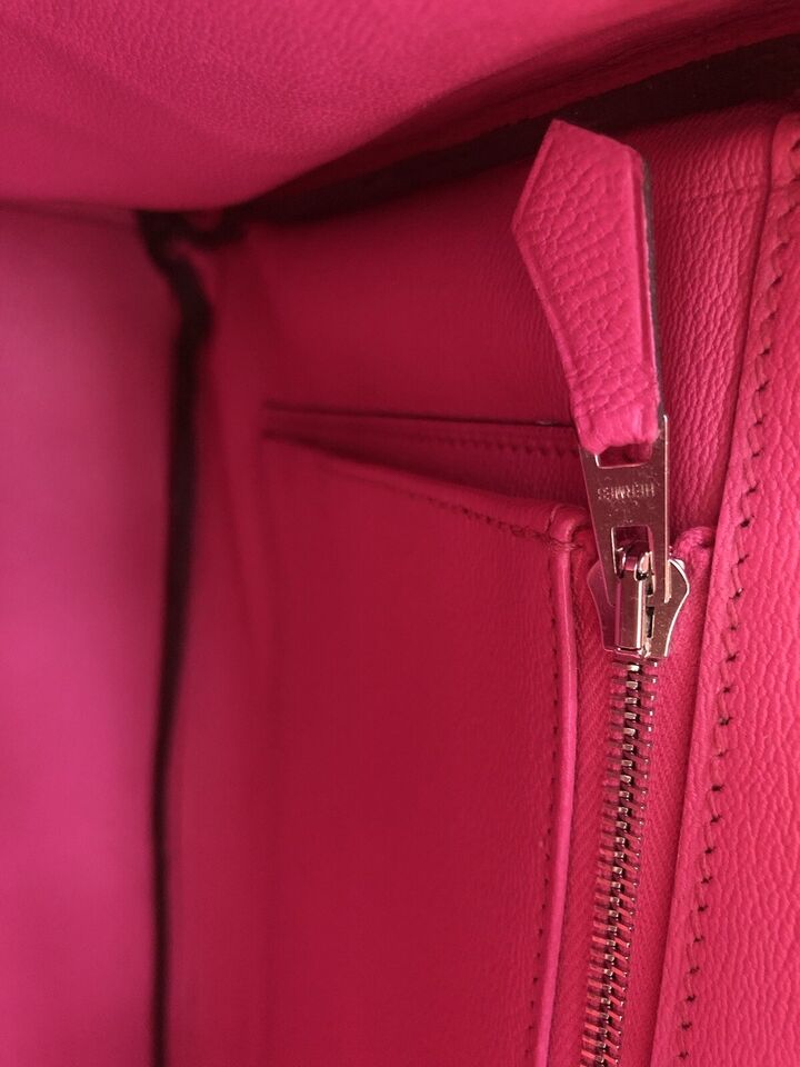 Hermes Birkin 30 Rose Pink Tyrien Shiny Niloticus P Stamp 2012 PHW Complete