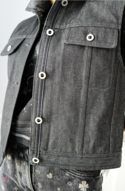 Hermès Sleeveless Vest Jacket Natural Pigment Denim Gris Carbone Size 38