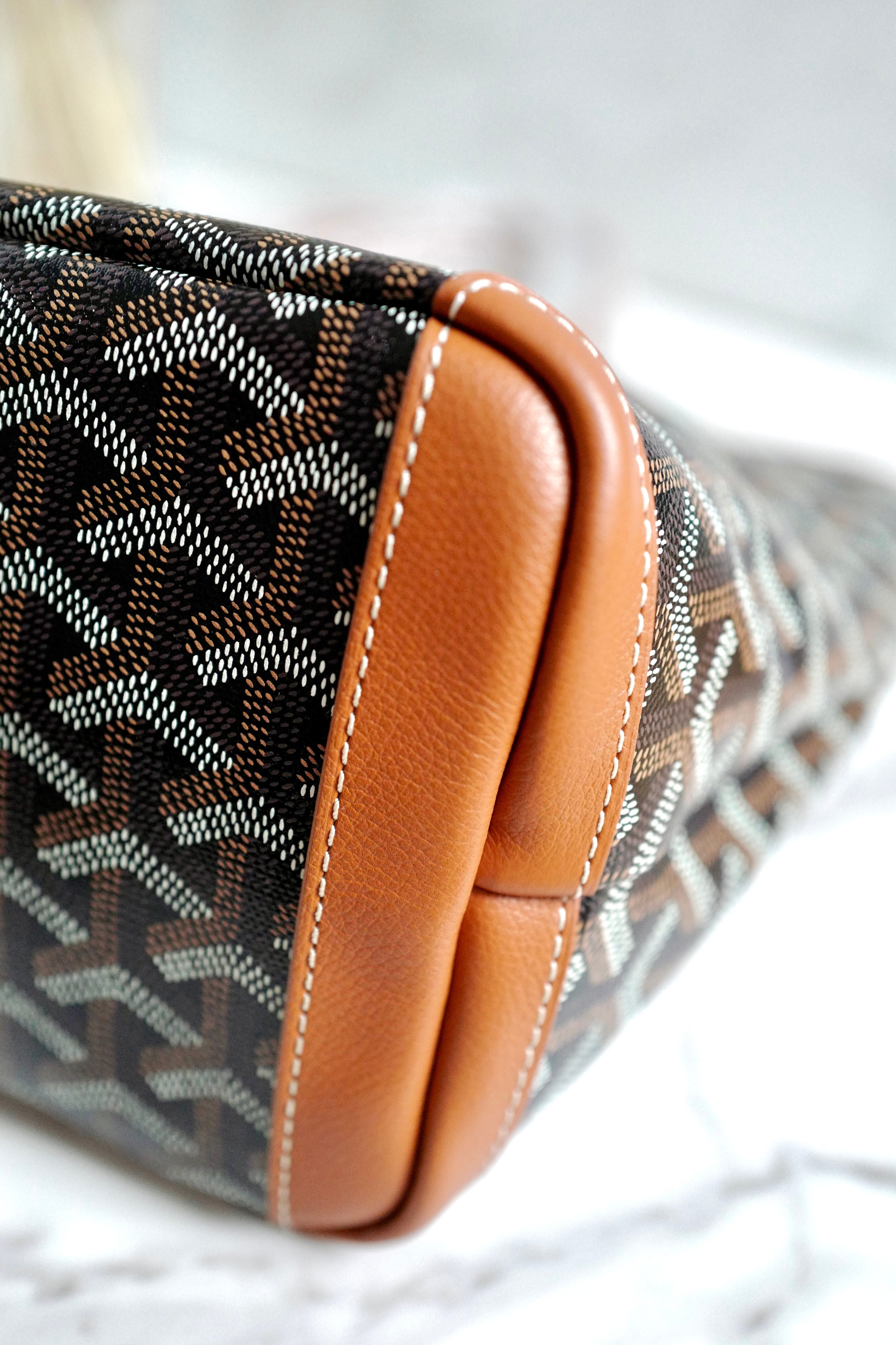 NEW Goyard Artois PM Bag in Black & Tan with Palladium HW