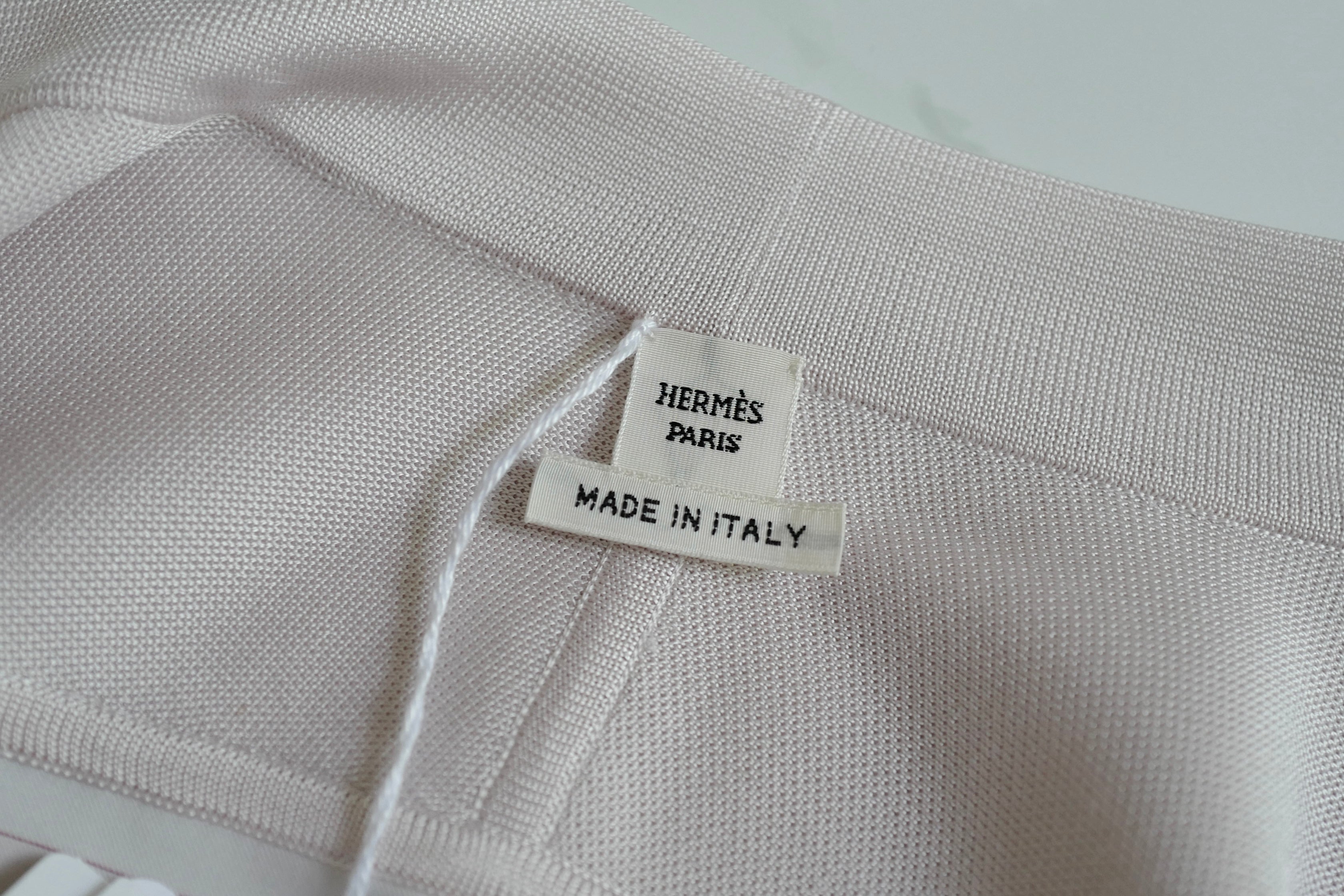 NEW Hermès "Brides de Gala en Fleurs" long-sleeve twillaine– Rose Pâle Pink- Size 34 $5K Retail