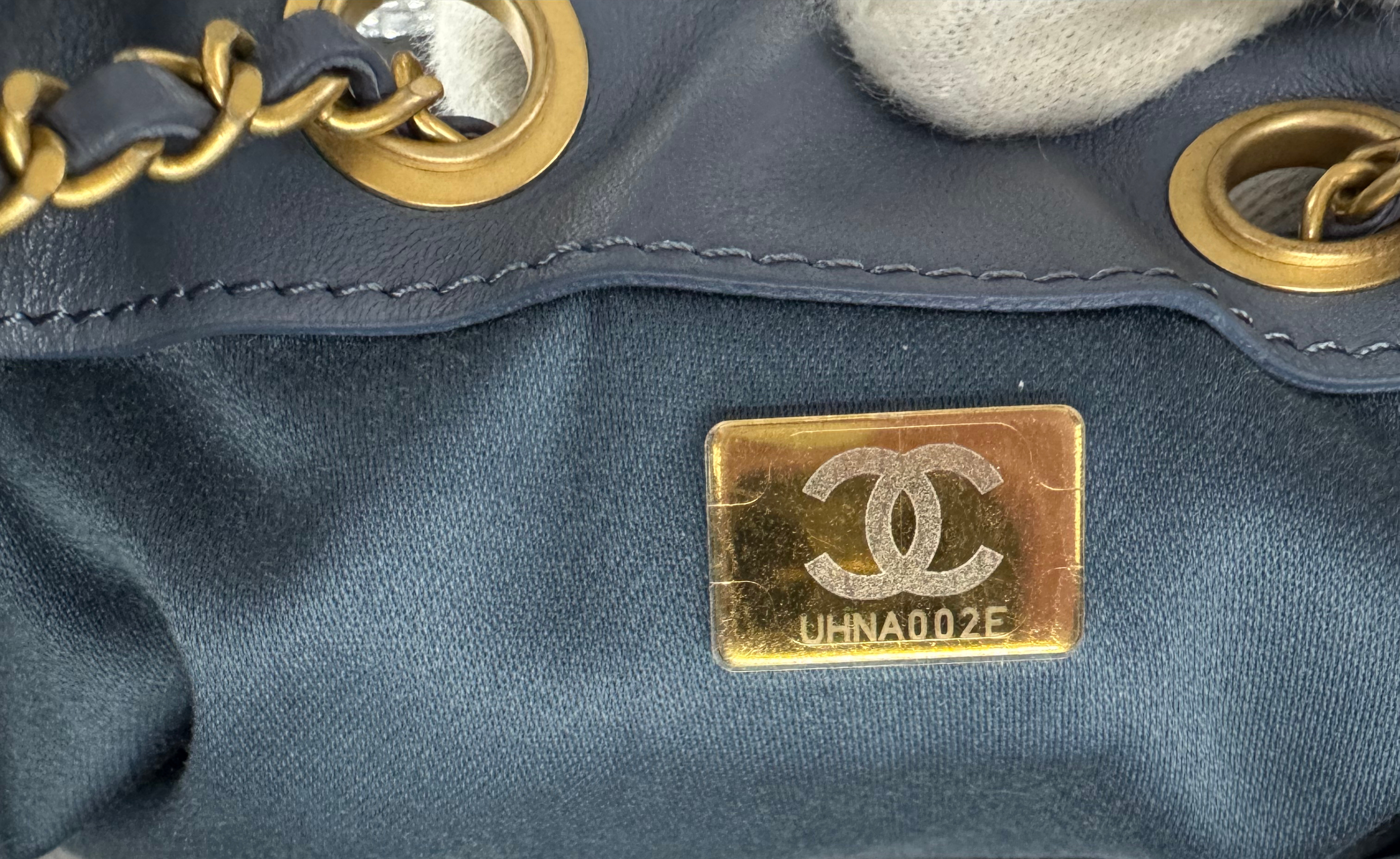 BNIB Chanel Hobo Bag 25K Blue Suede Quilted Gold Chain CC Logo