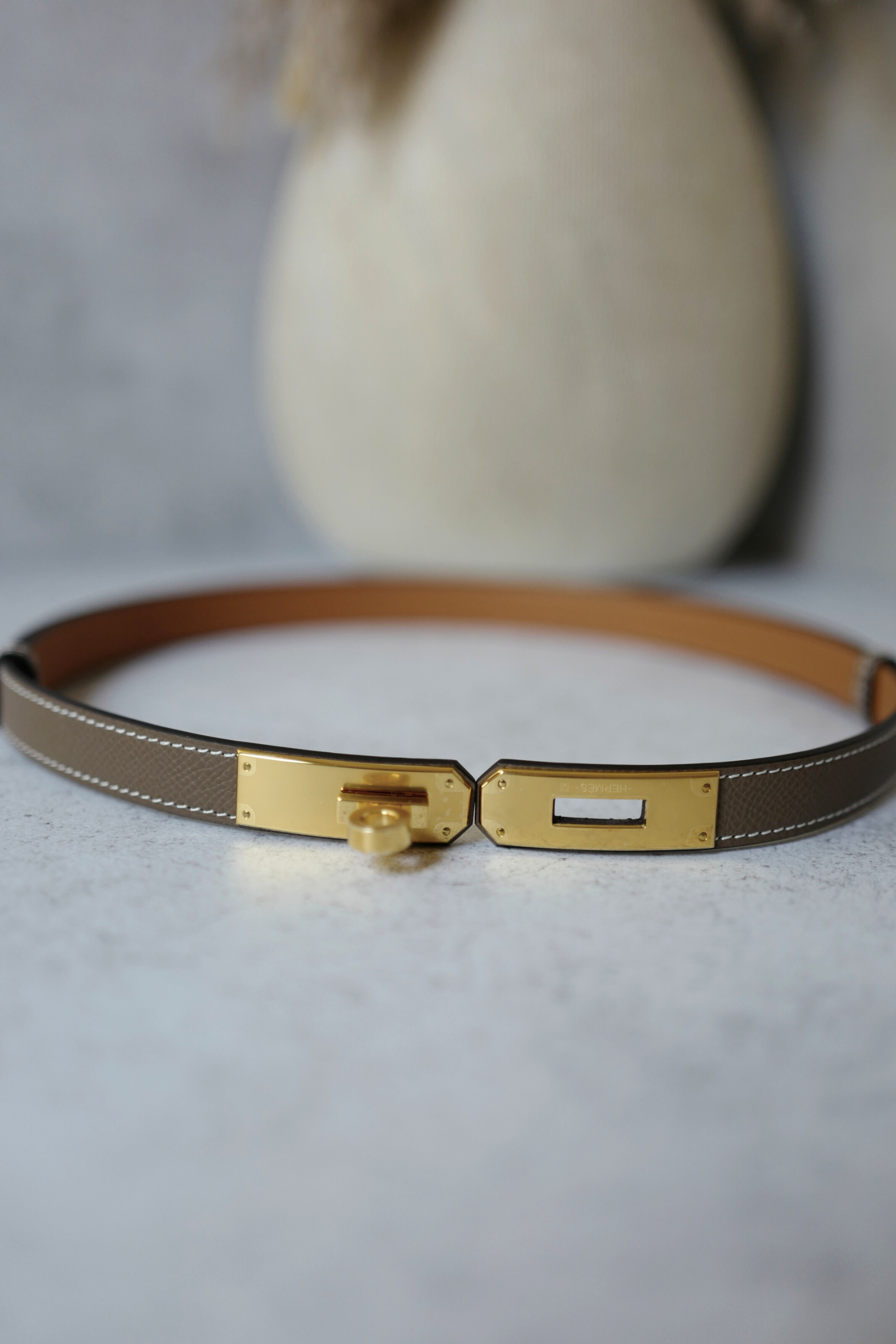 BNIB Hermès Kelly 18 Belt Epsom in Etoupe Gold Hardware 2025