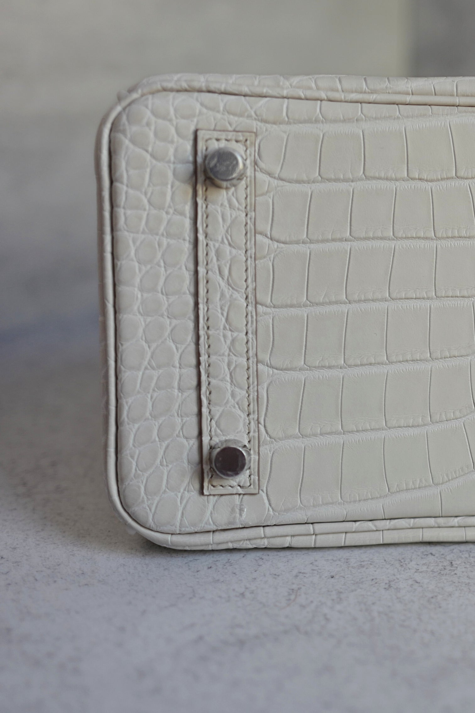BNIB Hermès Birkin 25 Beton Matte Mississippiensis Alligator Palladium