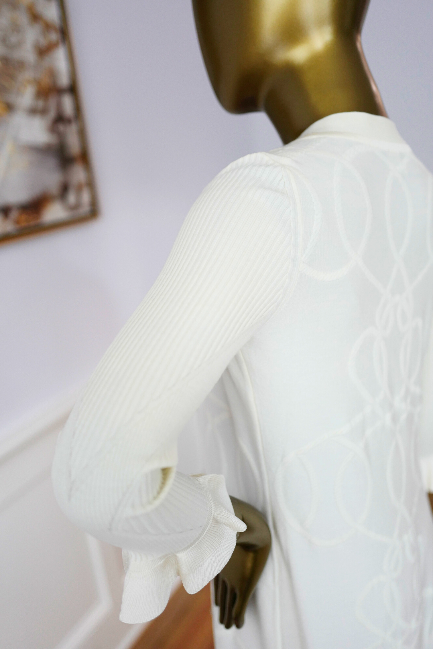 New Hermès Palefroi Remix Light Half-Length Sleeve Long Cardigan Blanc Naturel Size 34