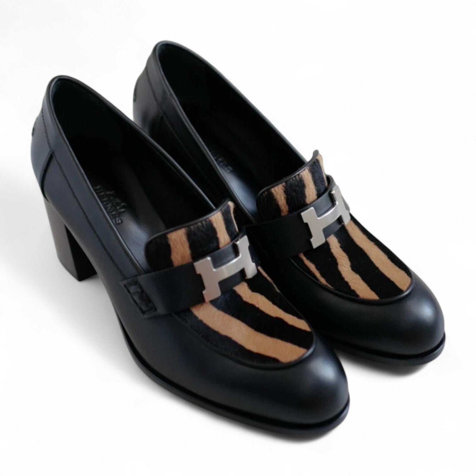 BNIB Hermes Mocassins Dauphine 70 w/ Leopard Detail Size 39