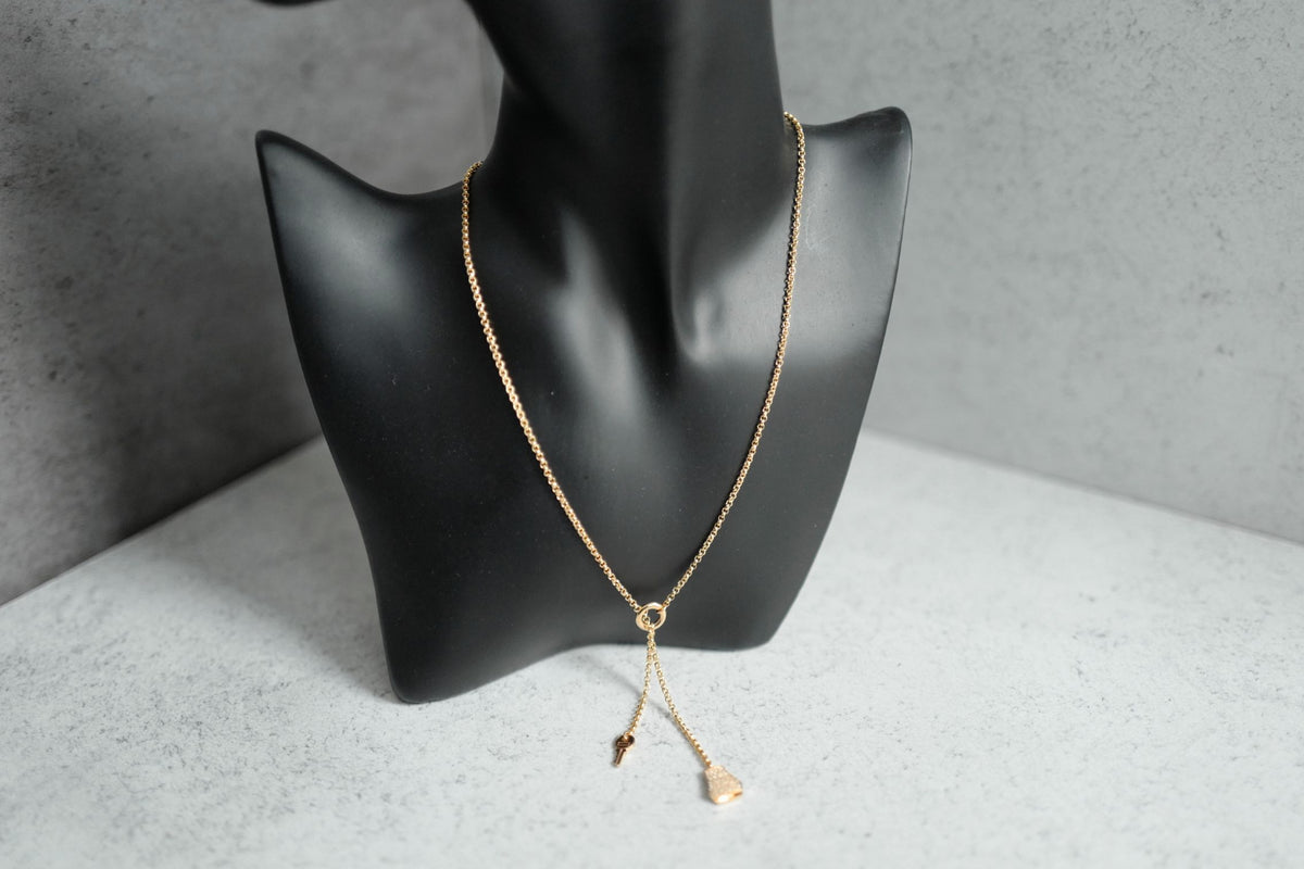 New Hermes Kelly Clochette Necklace pm dia 18k Rose Gold With Diamonds $11K