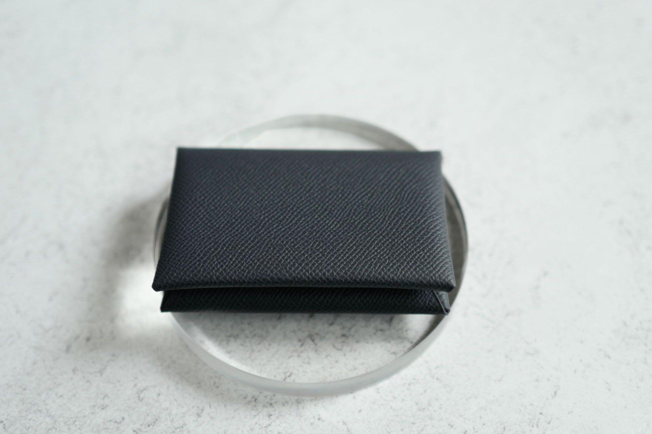 BNIB Hermes Calvi Duo in Gris Misty Epsom Leather Card Holder PHW