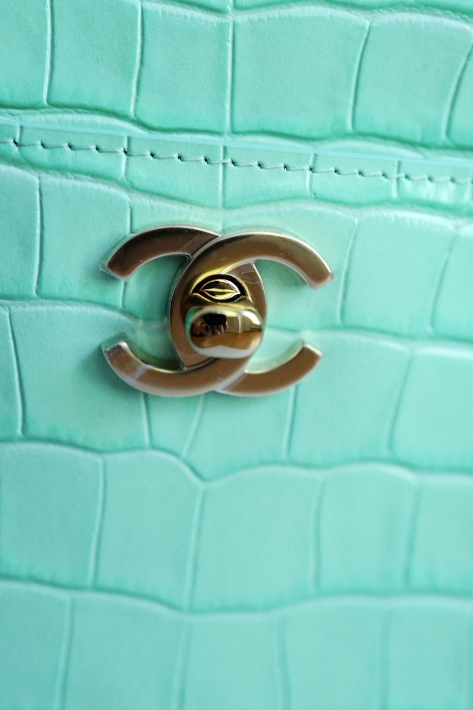 Chanel 26S Matthieu Blazy's Small Tote Green Crocodile Embossed Calfskin GHW