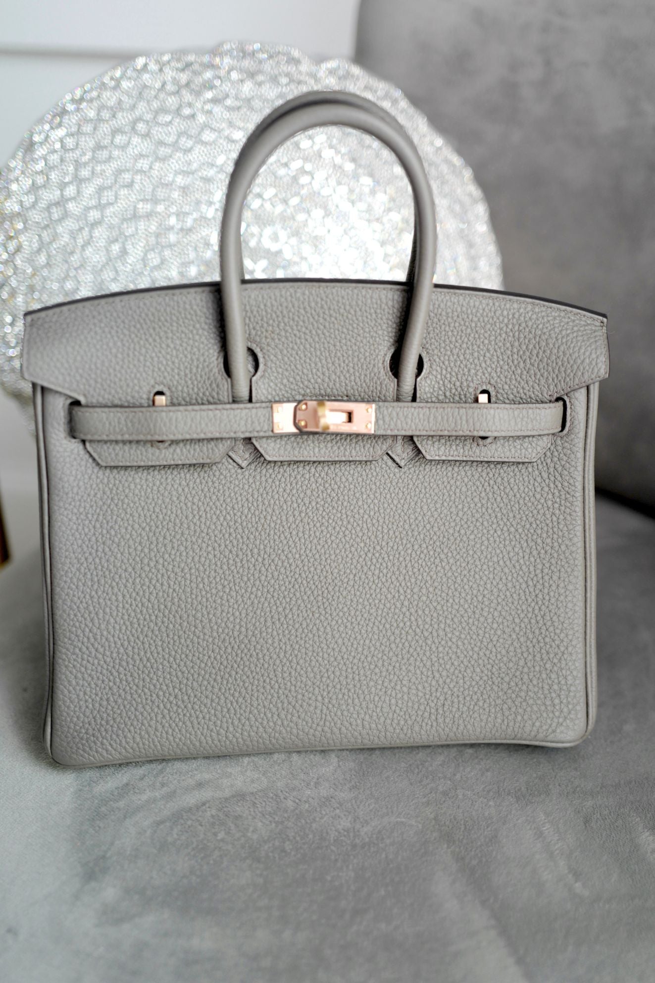 Hermès Birkin 25 Etain Togo Leather Gold Hardware Z Stamp
