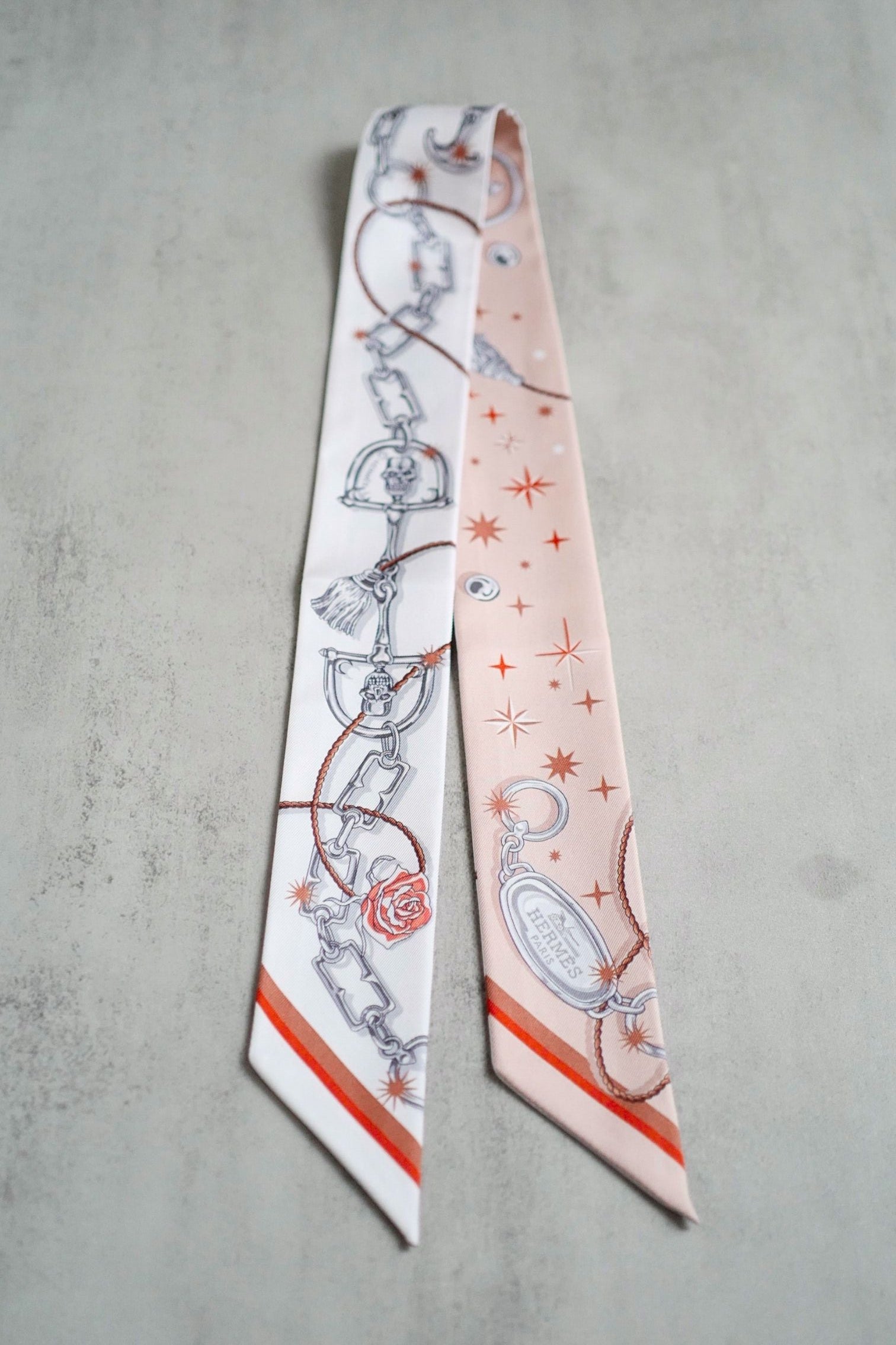 Hermès C’est La Fête Twilly Beige Rose / Caramel / Blanc