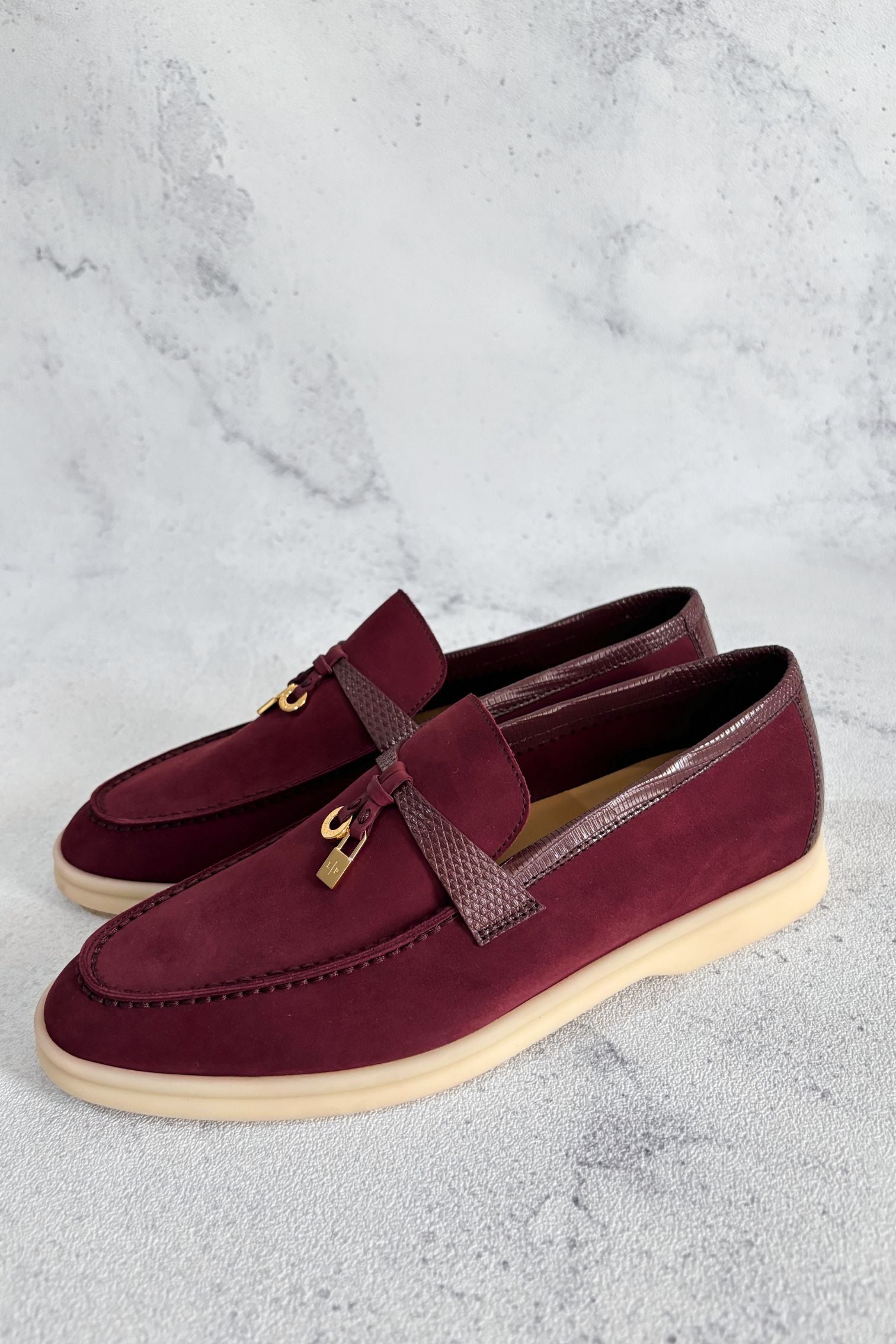 Loro Piana Summer Charms Walk Loafers Azuki Beans Lizard/Suede 37 Limited Ed
