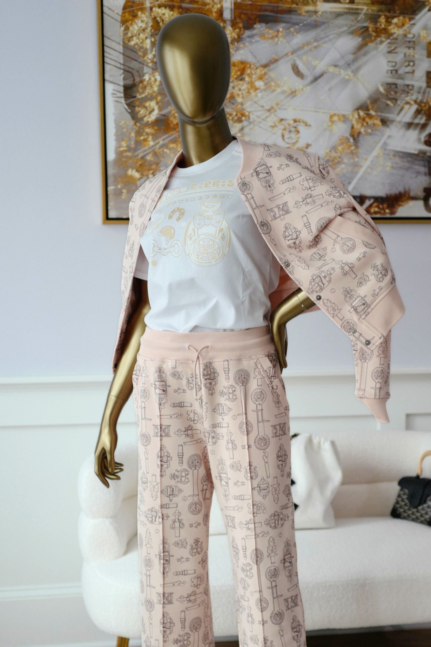 Hermes Varsity Jacket "Ferronnerie Remix" Rose Opaline Cotton Size 36