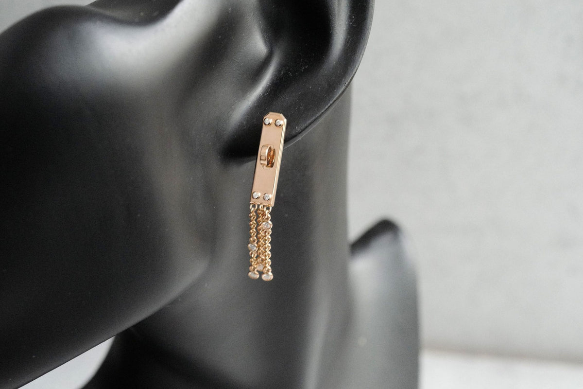 Hermès Kelly Gavroche Earrings Small Model 18K Rose Gold 18 Diamonds
