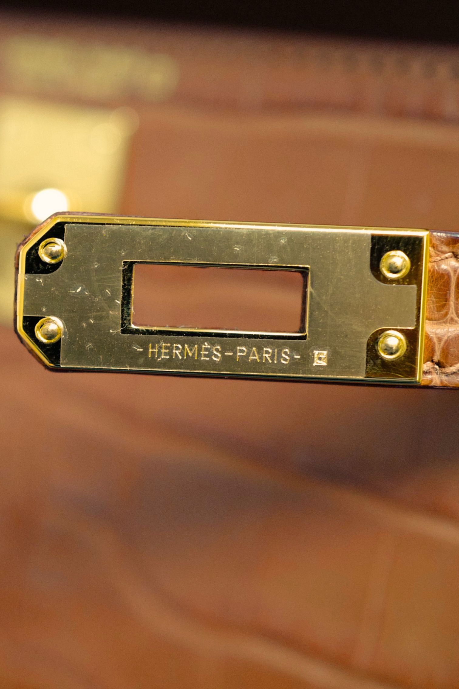 Hermès Mini Kelly Gold Sellier Alligator Mississippiens GHW G Stamp
