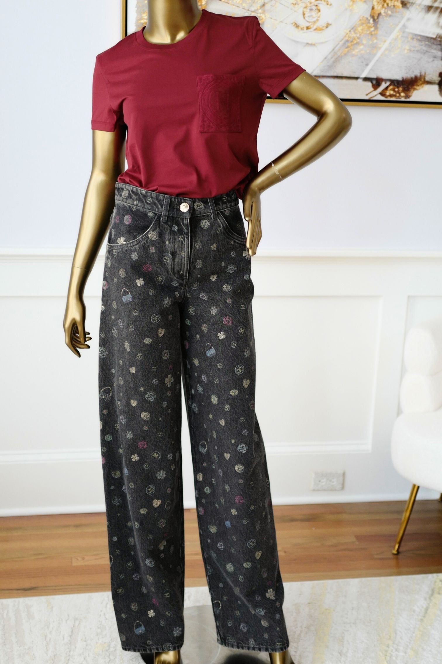 Hermès Embroidered Pocket T-Shirt Rouge Carmin Cotton Crewneck Size 36