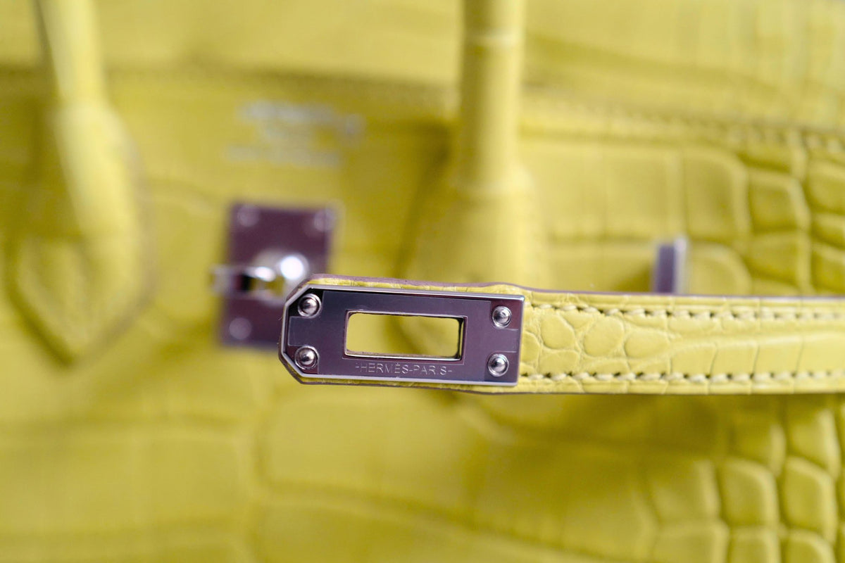 NEW Hermes Birkin 20 Lime Matte Alligator Sellier PHW W Stamp Limited Edition