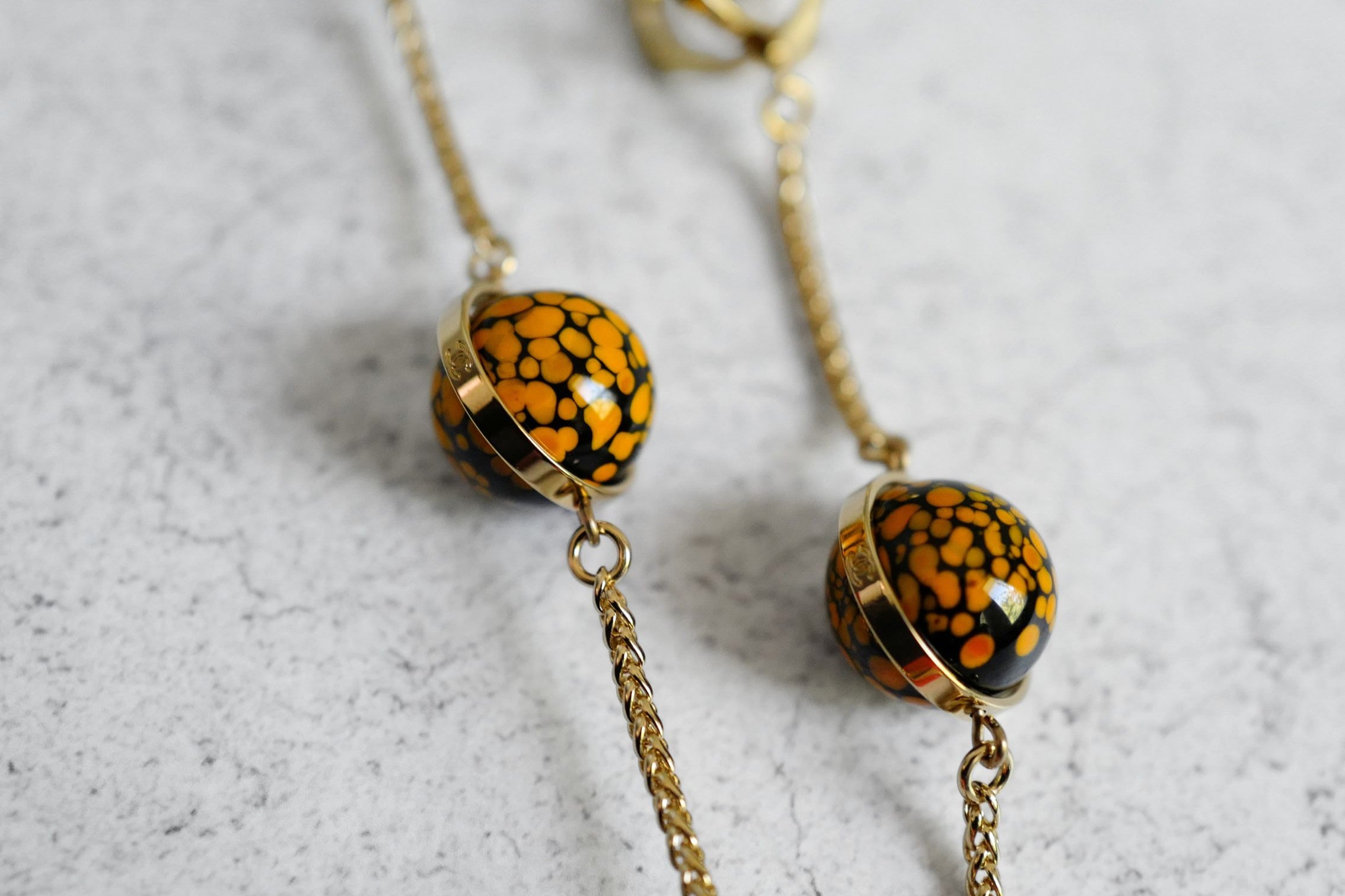 Chanel 26S Long Necklace Gold Multicolour Metal Glass Pearls