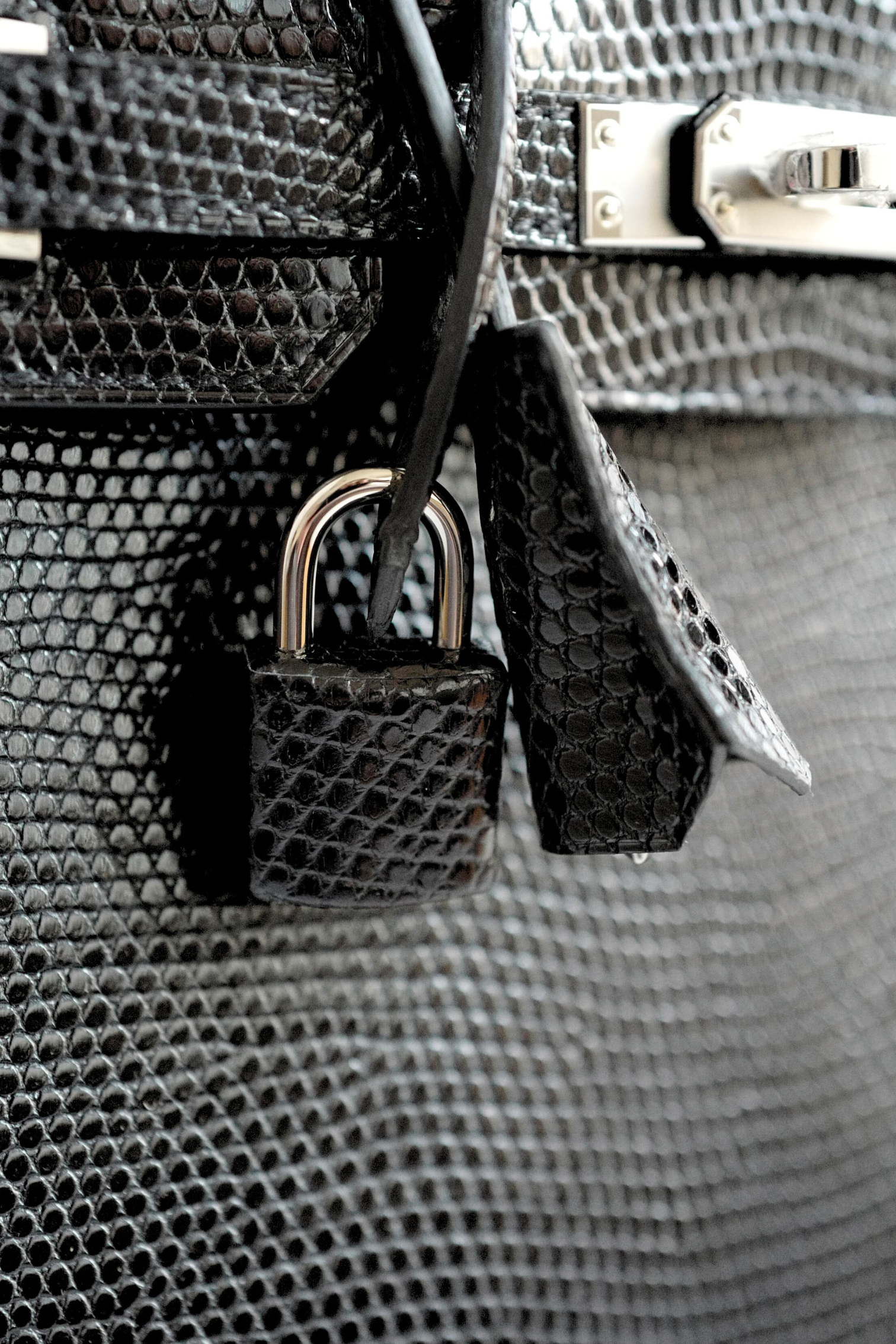 Hermès Birkin 25 Black Lizard Lisse with Palladium Hardware K