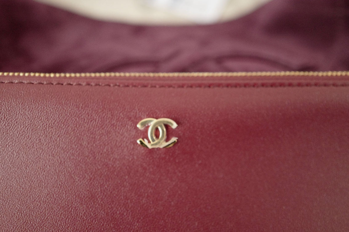NEW Chanel 26B Large Tote Bordeaux Burgundy Suede Calfskin Gold Hardware