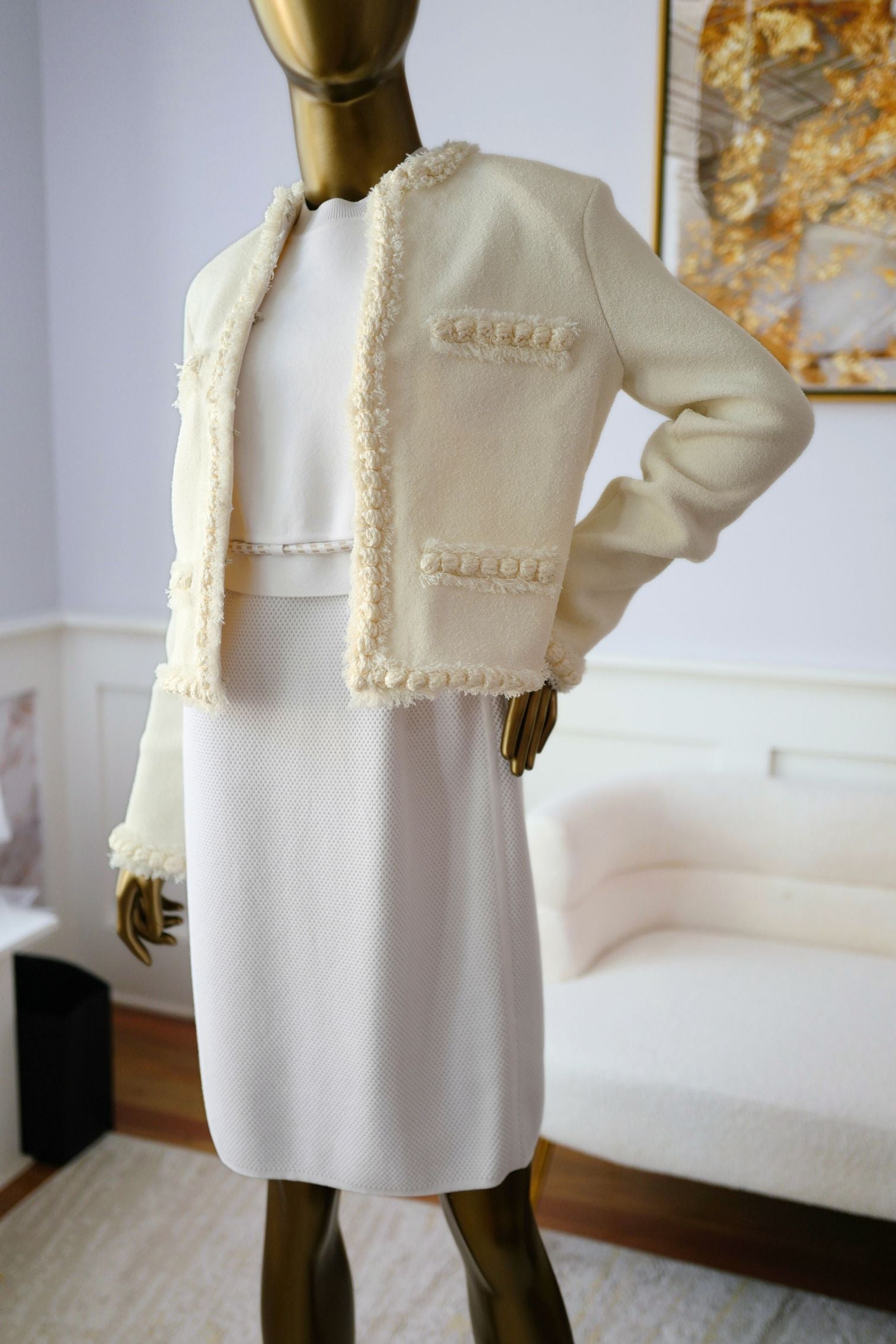NEW Chanel Métiers d’art 2026 Collection Jacket Ivory in Silk Size 36